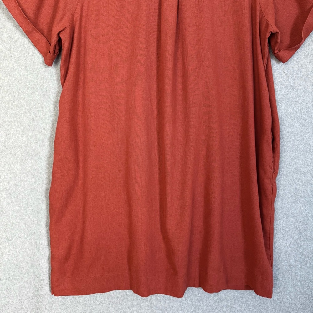 Old Navy Shirt Dress XL Tall Orange Linen Blend Button Up Beachy Boho READ - Picture 12 of 16